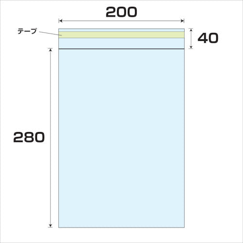 ＯＰＰ　テープ付袋　厚み０．０３　１０００枚　幅２００ｘ長さ２８０ｍｍ