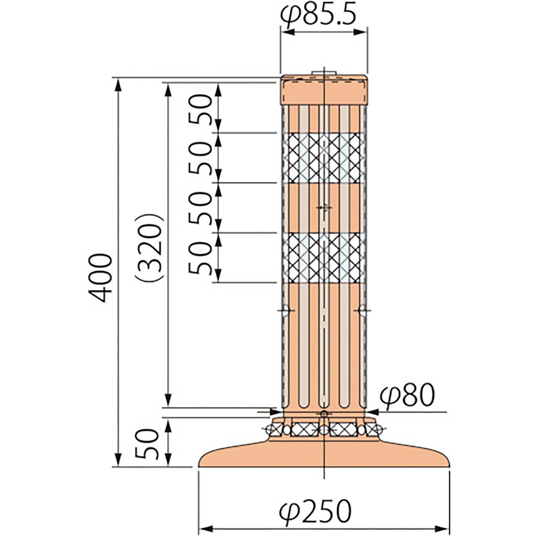 ポストコーン腰みの付防塵ＰＡＴＫ－４０－２５０－Ｒ