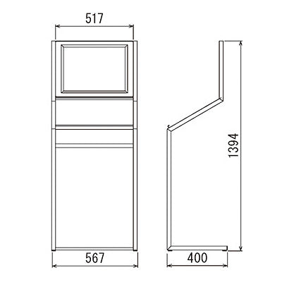 アルモード　メニュースタンド　パンフレットラック付２３５９　Ａ３ヨコ　アクリル仕様　Ａ４三ツ折×３列