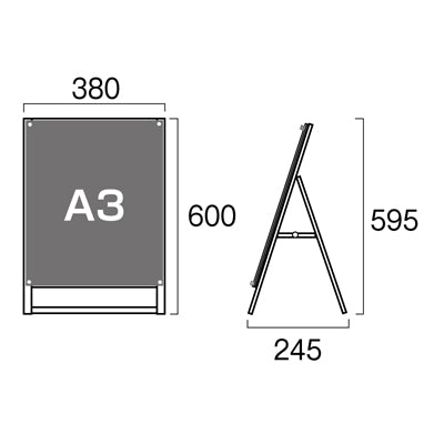 ポスター用スタンド看板　Ａ３　片面　面ブラック　ＰＳＳＫ－Ａ３ＴＫＢ