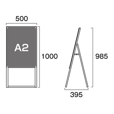 ポスター用スタンド看板　Ａ２　片面　面ホワイト　ＰＳＳＫ－Ａ２ＫＷ