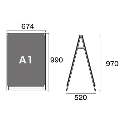 ポスター用スタンド看板　Ａ１　ロー　両面　面ホワイト　ＰＳＳＫ－Ａ１ＬＲＷ
