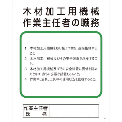 Ｐー７　木材加工用機械作業主任者の職務