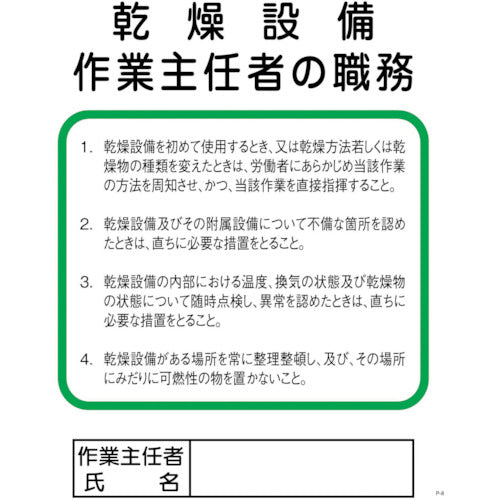 Ｐー８　乾燥設備作業主任者の職務