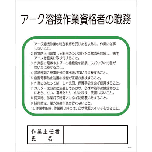 Ｐー４０　アーク溶接作業資格者の職務