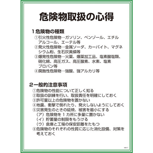 ＧＥＫー７　危険物取扱の心得