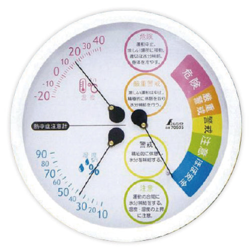 温湿度計 熱中症注意 丸型