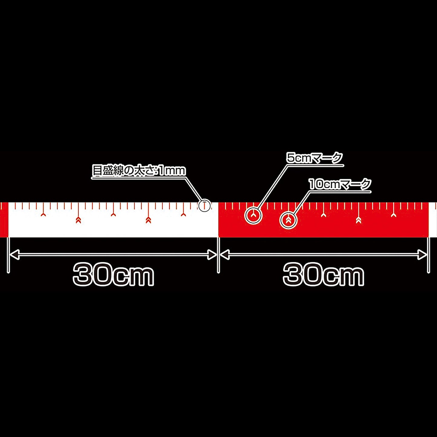 貼付ロッド　７５ｍｍ×２５ｍ　赤白３０ｃｍ間隔