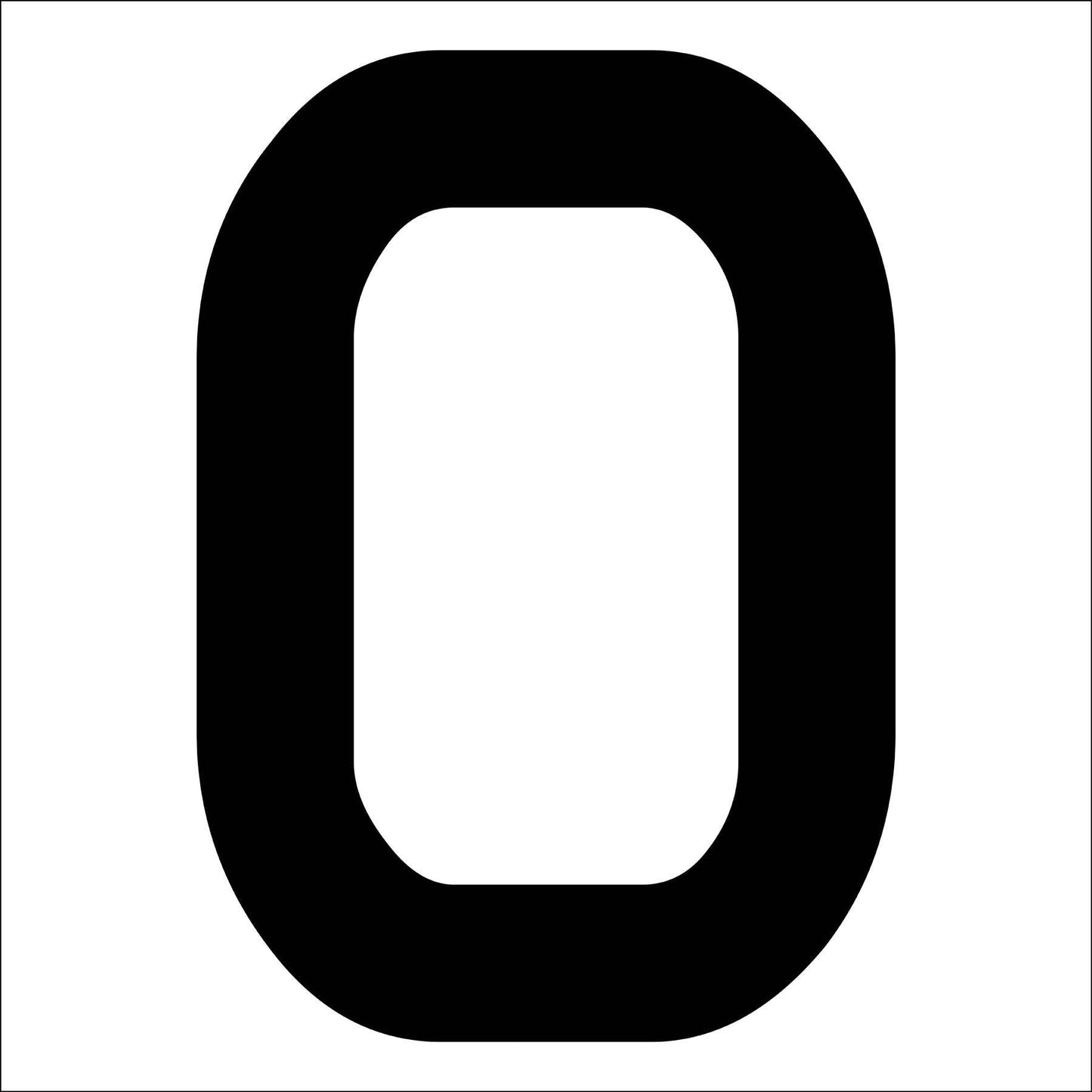 カッティングステッカー　数字０　文字高１００ｍｍ　黒