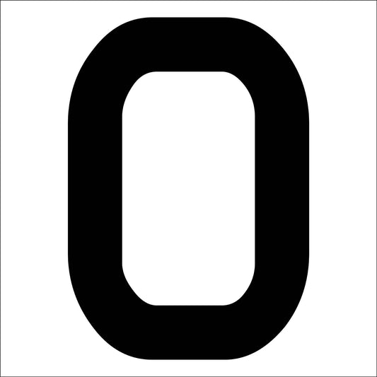 カッティングステッカー　数字０　文字高１００ｍｍ　黒