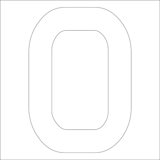 カッティングステッカー　数字０　文字高１００ｍｍ　白