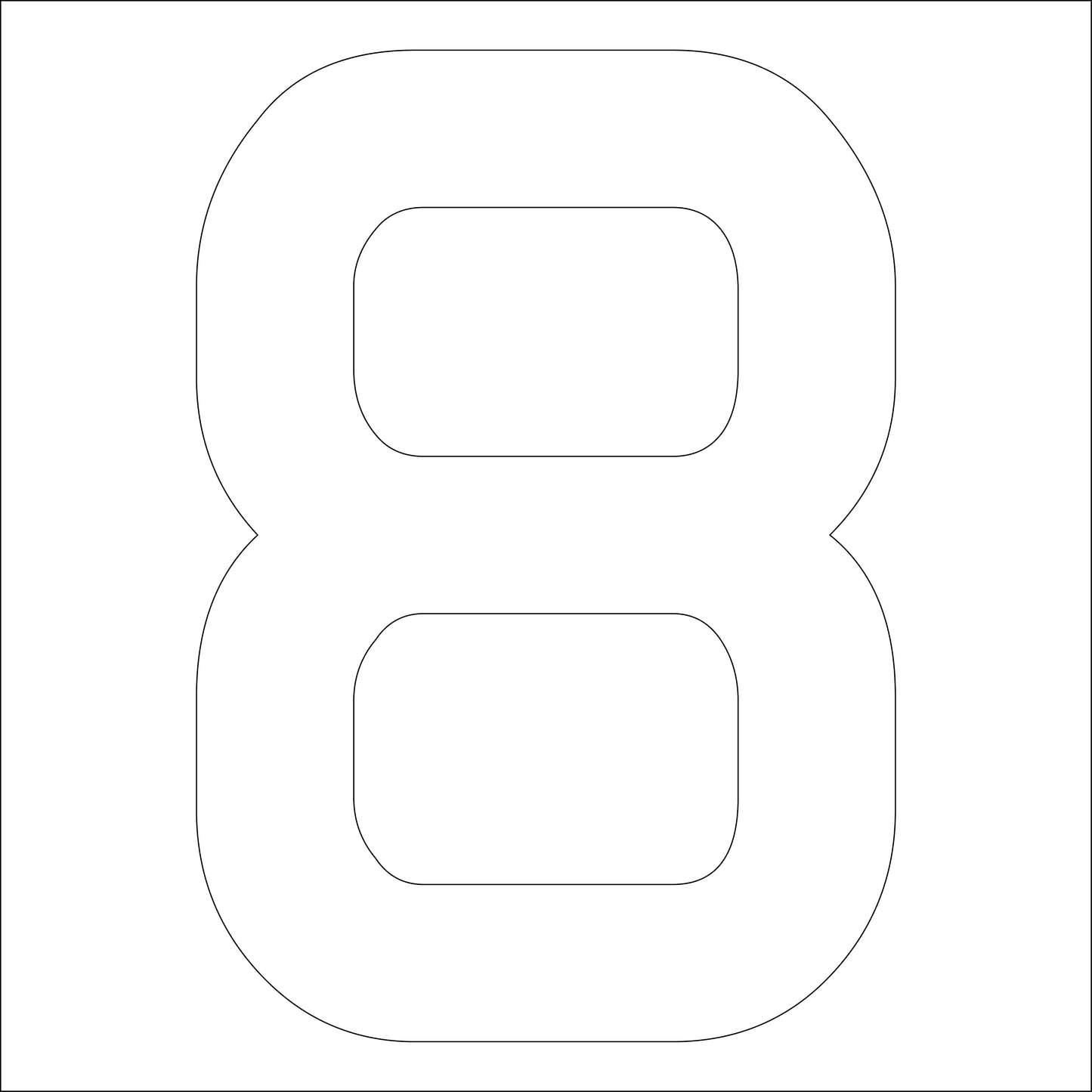 カッティングステッカー　数字８　文字高１００ｍｍ　白