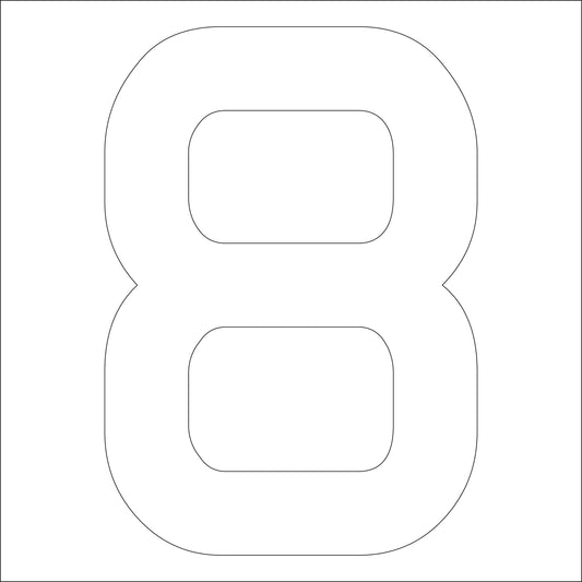 カッティングステッカー　数字８　文字高１００ｍｍ　白