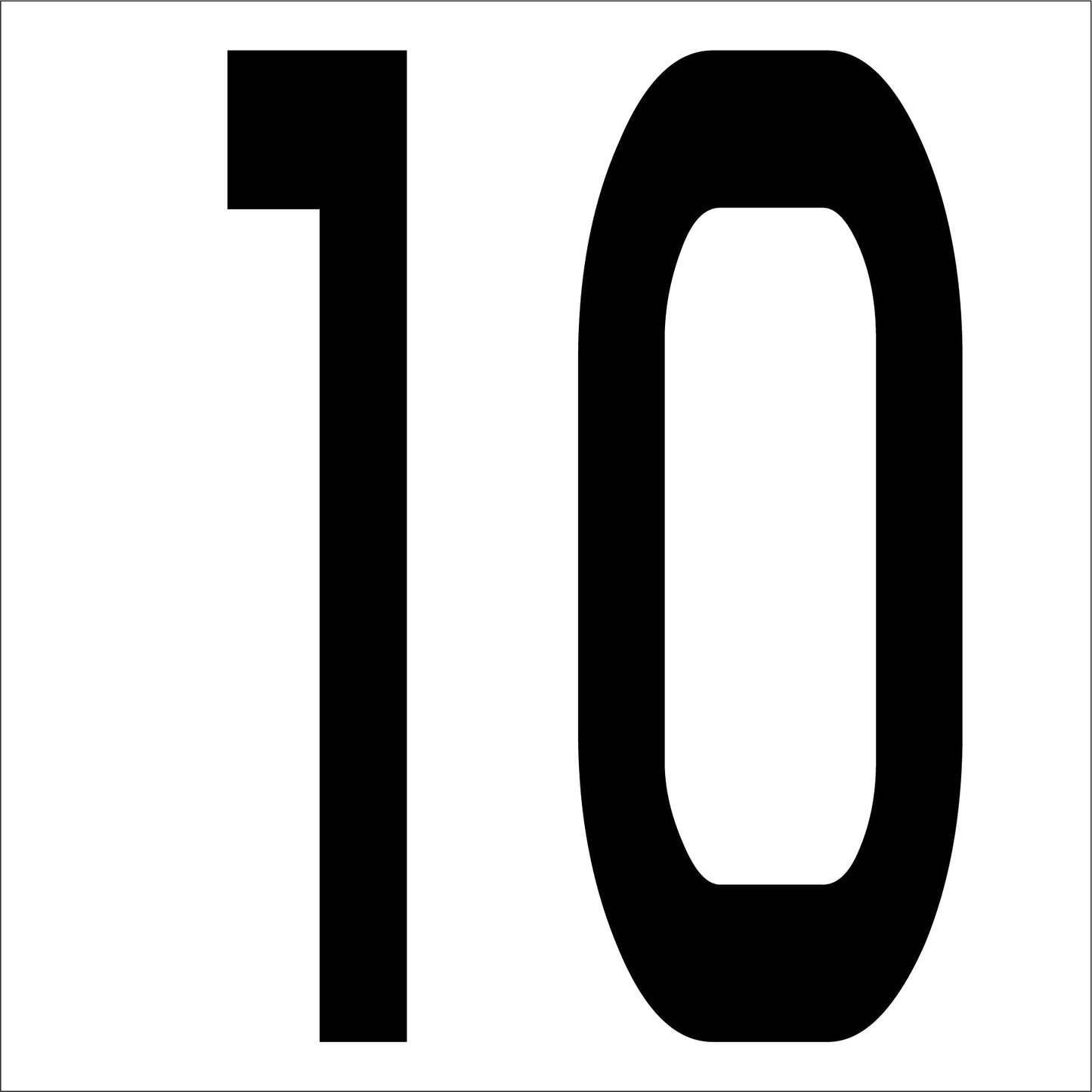 カッティングステッカー　数字１０　文字高１００ｍｍ　黒