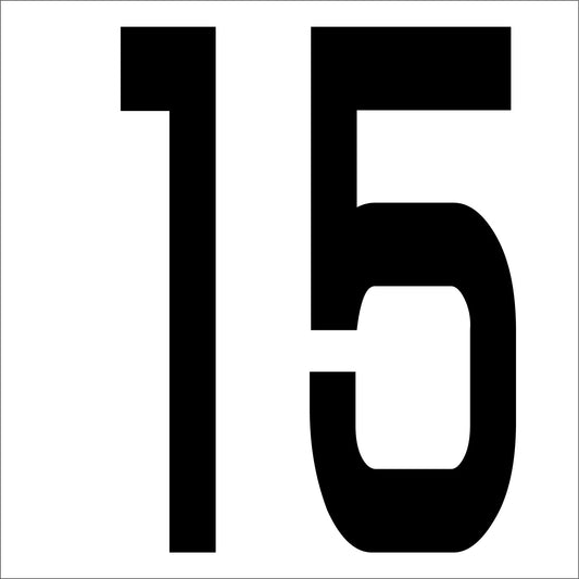 カッティングステッカー　数字１５　文字高１００ｍｍ　黒