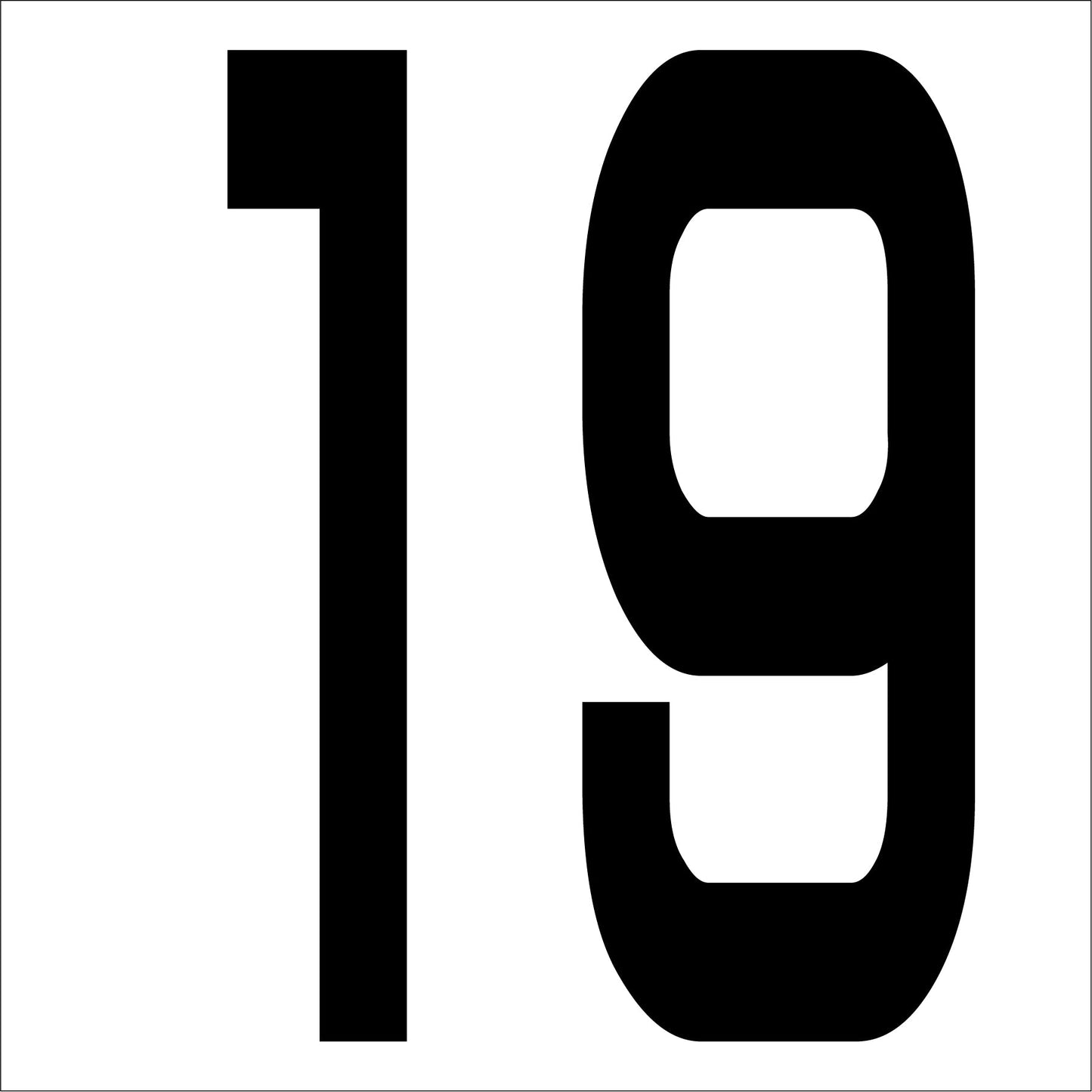 カッティングステッカー　数字１９　文字高１００ｍｍ　黒