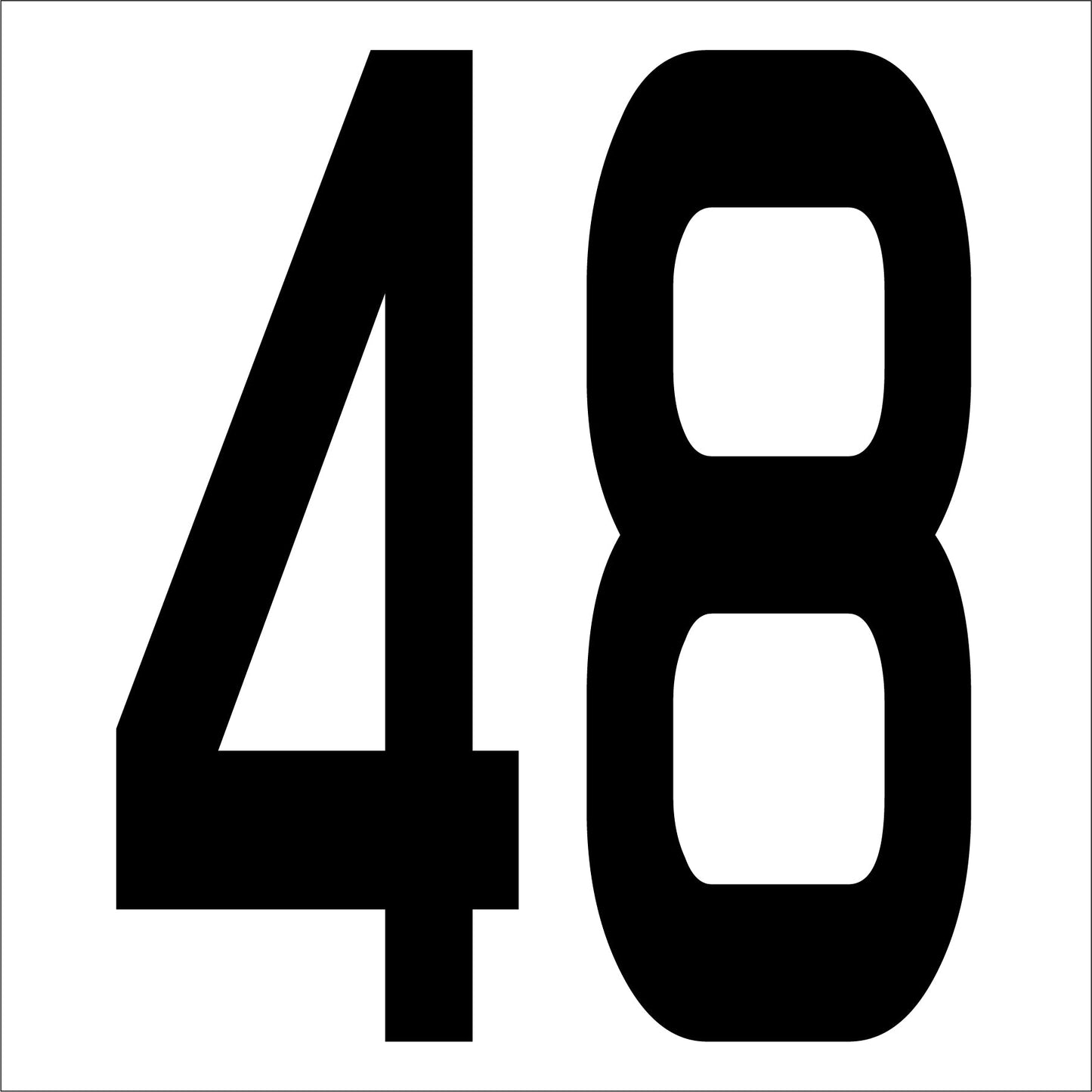 カッティングステッカー　数字４８　文字高１００ｍｍ　黒