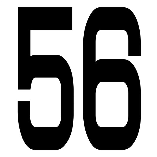 カッティングステッカー　数字５６　文字高１００ｍｍ　黒