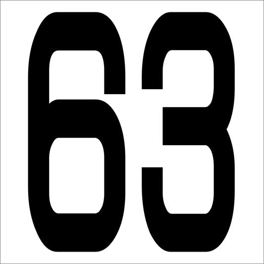 カッティングステッカー　数字６３　文字高１００ｍｍ　黒