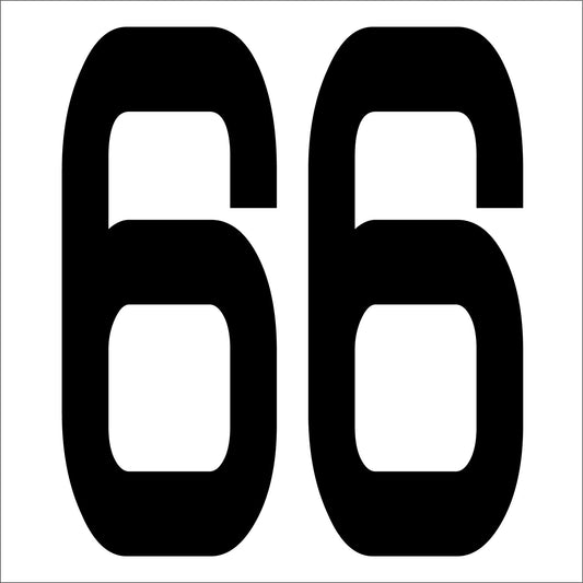 カッティングステッカー　数字６６　文字高１００ｍｍ　黒