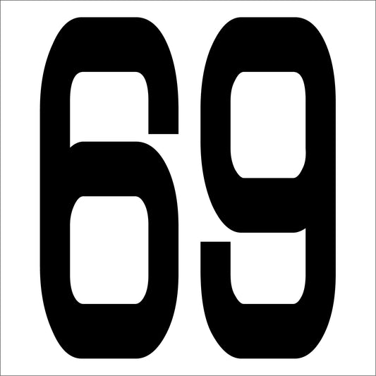 カッティングステッカー　数字６９　文字高１００ｍｍ　黒