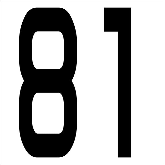 カッティングステッカー　数字８１　文字高１００ｍｍ　黒