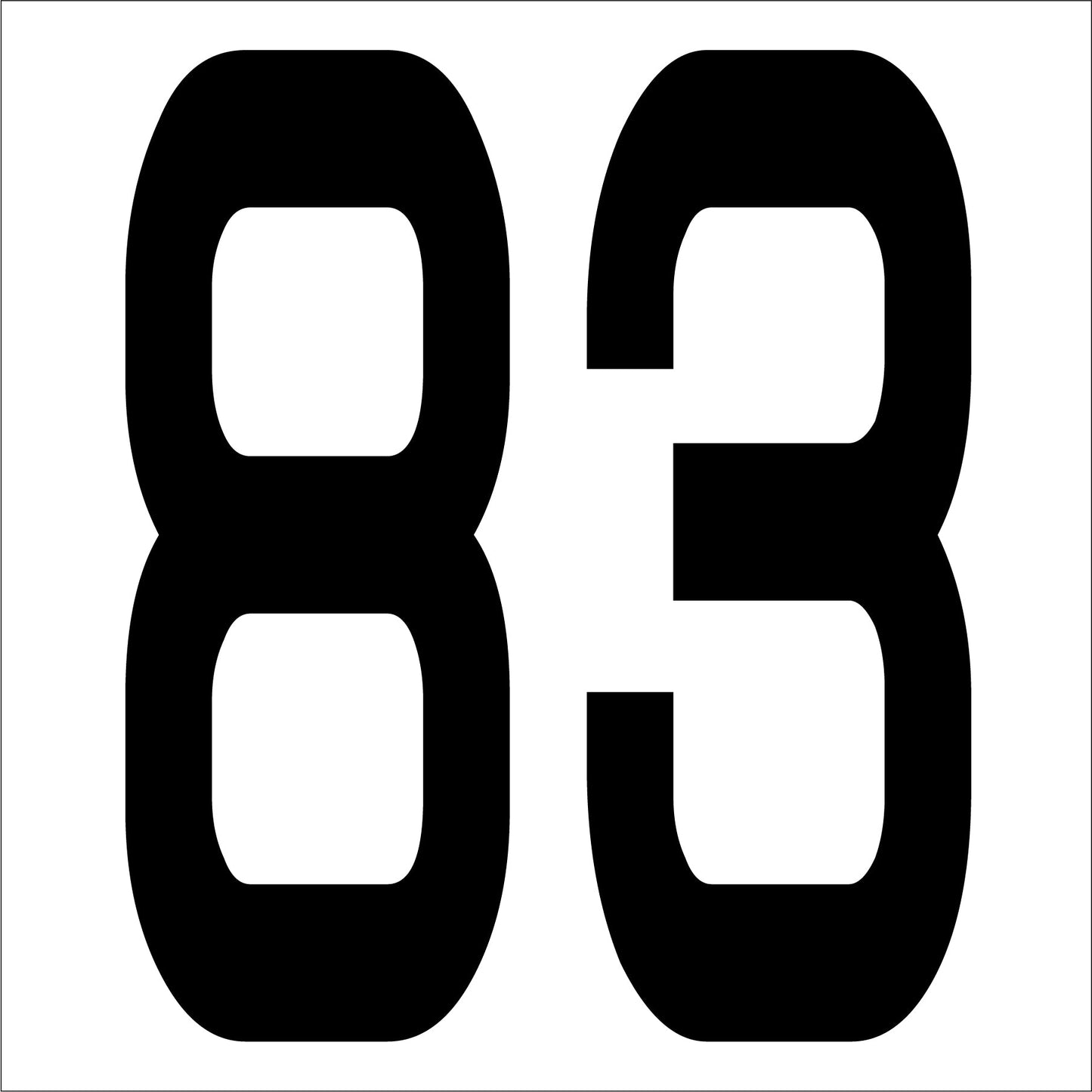 カッティングステッカー　数字８３　文字高１００ｍｍ　黒