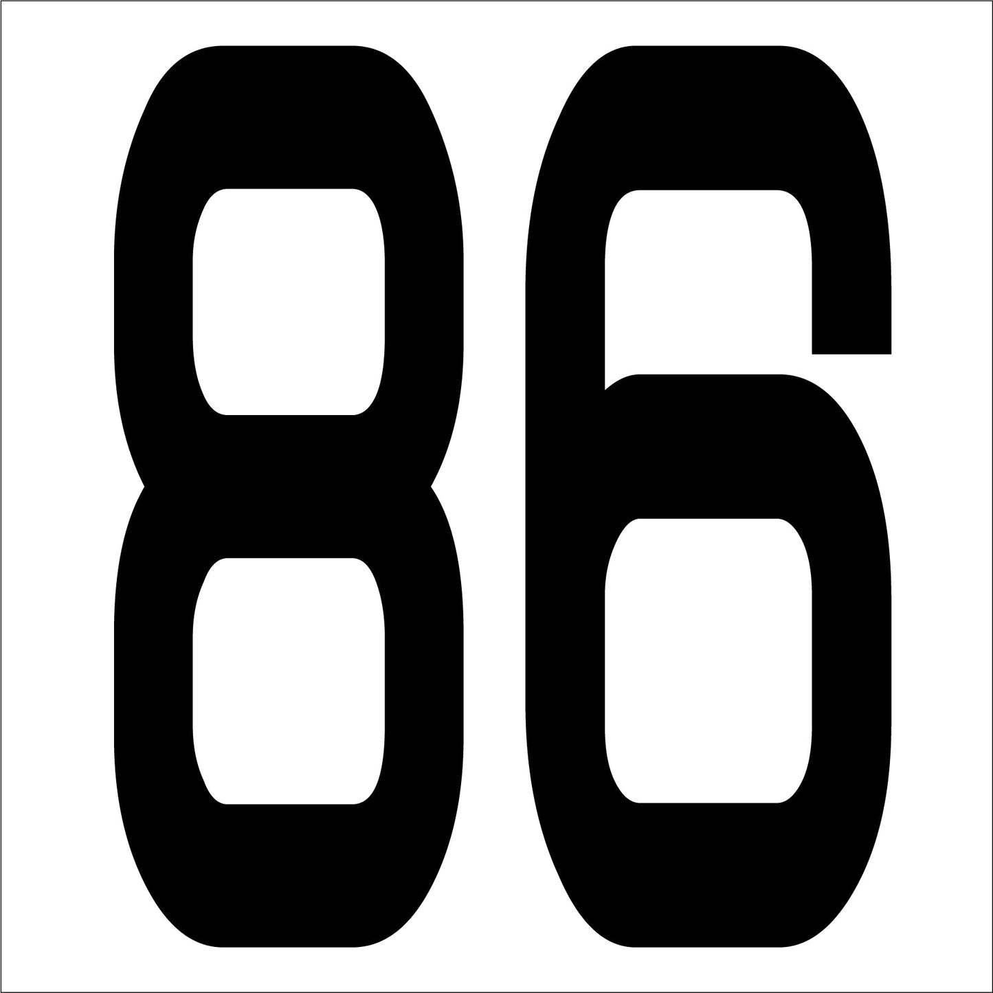 カッティングステッカー　数字８６　文字高１００ｍｍ　黒