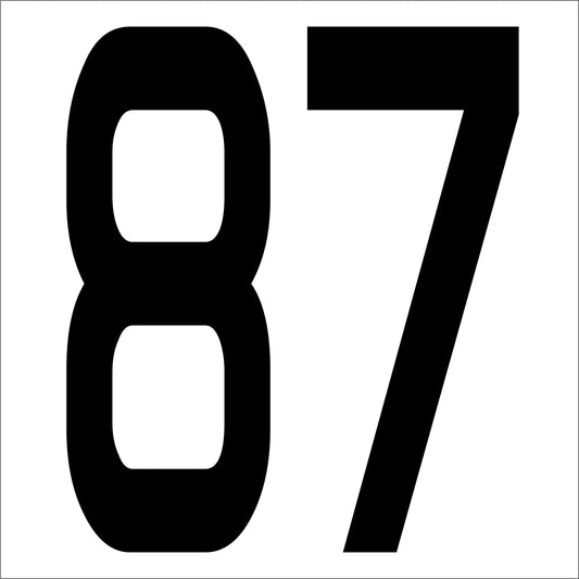 カッティングステッカー　数字８７　文字高１００ｍｍ　黒