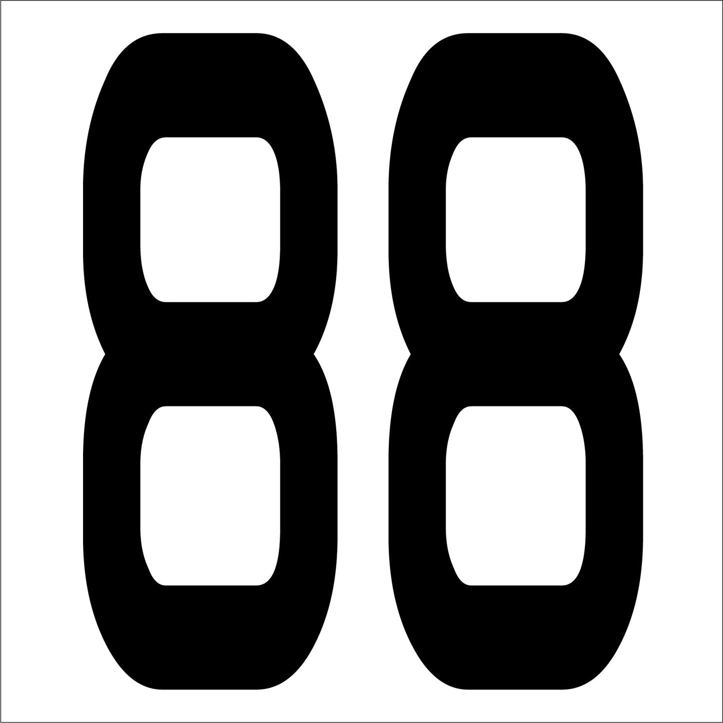 カッティングステッカー　数字８８　文字高１００ｍｍ　黒