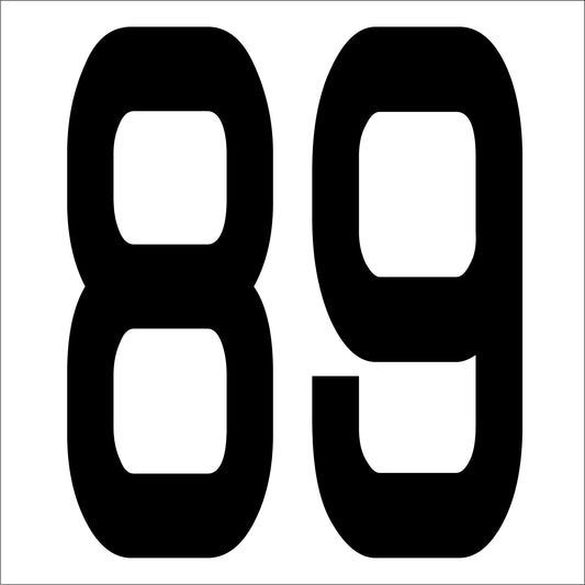 カッティングステッカー　数字８９　文字高１００ｍｍ　黒