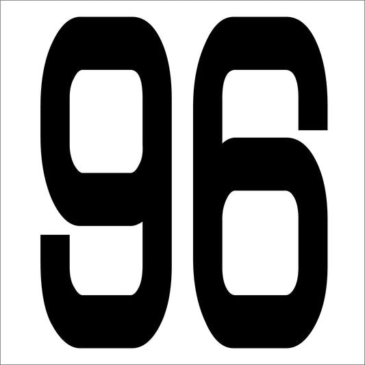 カッティングステッカー　数字９６　文字高１００ｍｍ　黒