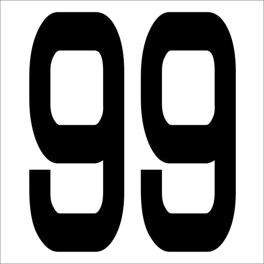 カッティングステッカー　数字９９　文字高１００ｍｍ　黒