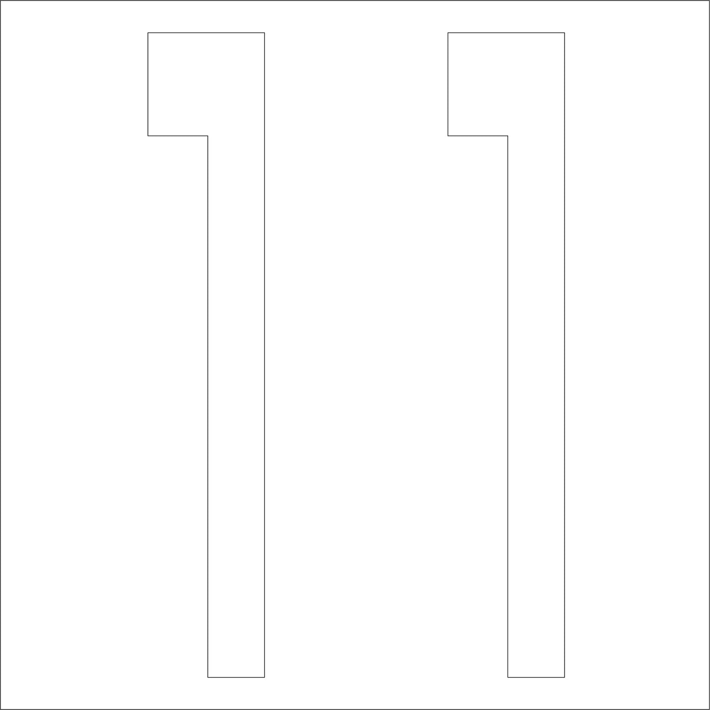 カッティングステッカー　数字１１　文字高１００ｍｍ　白