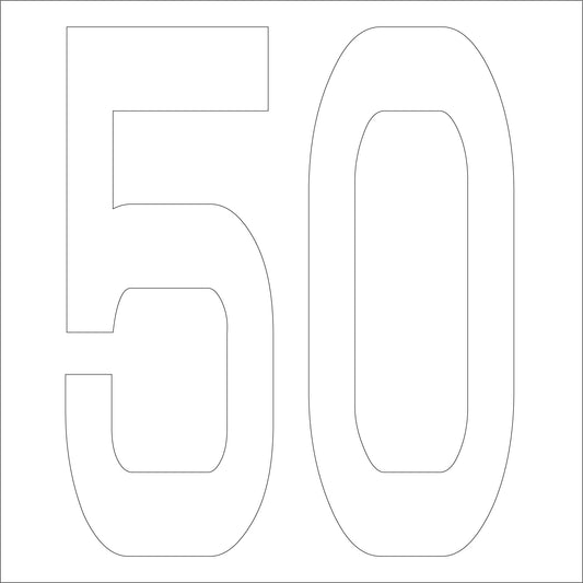 カッティングステッカー　数字５０　文字高１００ｍｍ　白