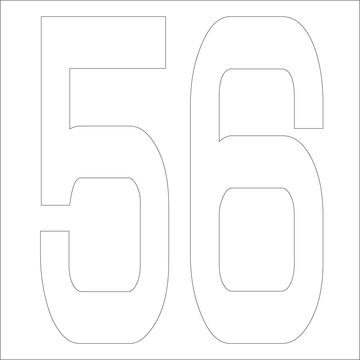 カッティングステッカー　数字５６　文字高１００ｍｍ　白