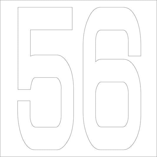 カッティングステッカー　数字５６　文字高１００ｍｍ　白