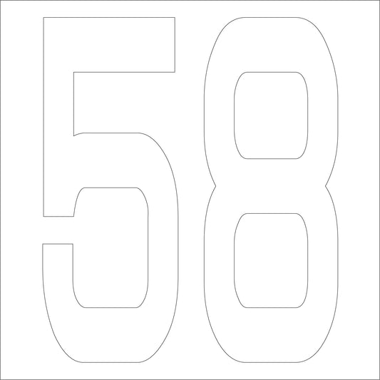 カッティングステッカー　数字５８　文字高１００ｍｍ　白