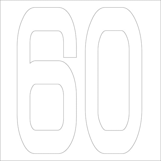 カッティングステッカー　数字６０　文字高１００ｍｍ　白