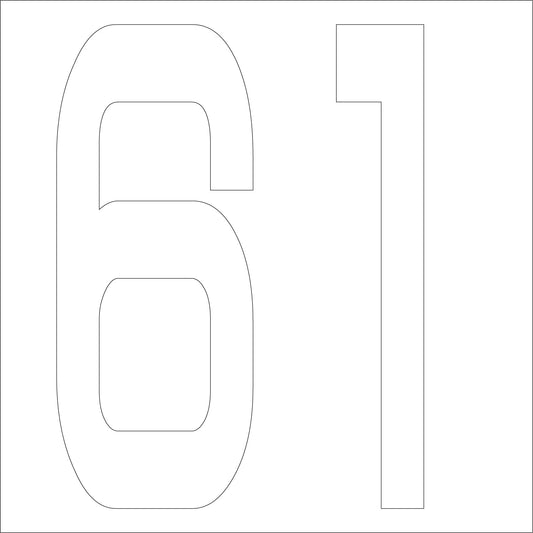 カッティングステッカー　数字６１　文字高１００ｍｍ　白