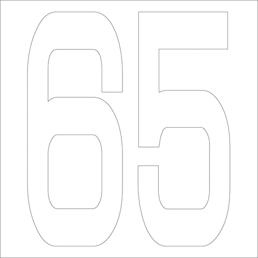 カッティングステッカー　数字６５　文字高１００ｍｍ　白