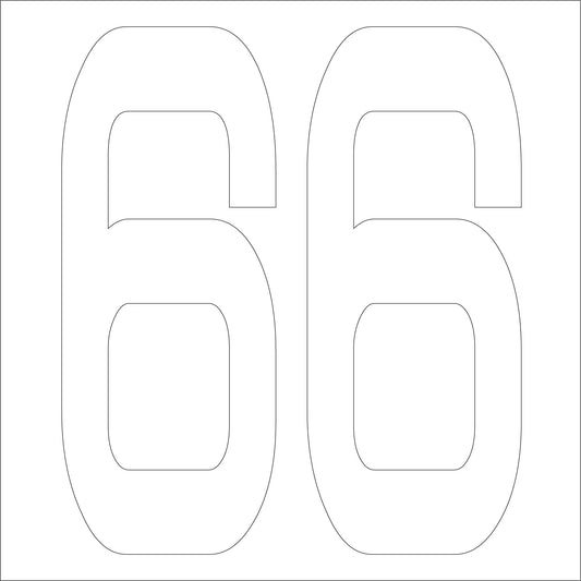 カッティングステッカー　数字６６　文字高１００ｍｍ　白