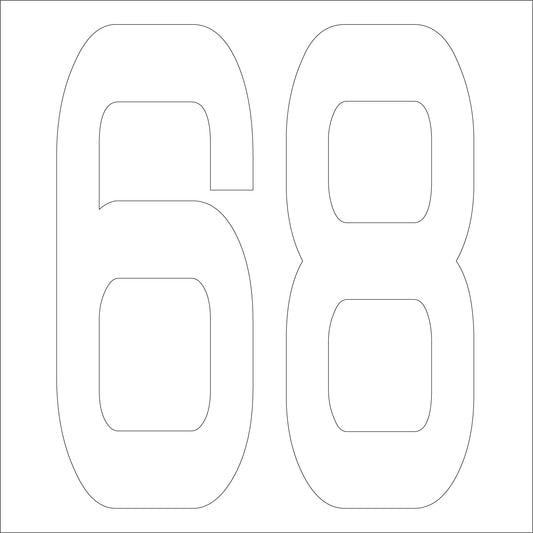 カッティングステッカー　数字６８　文字高１００ｍｍ　白