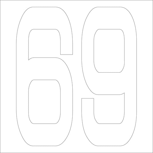 カッティングステッカー　数字６９　文字高１００ｍｍ　白