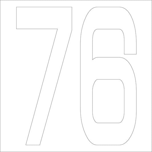 カッティングステッカー　数字７６　文字高１００ｍｍ　白