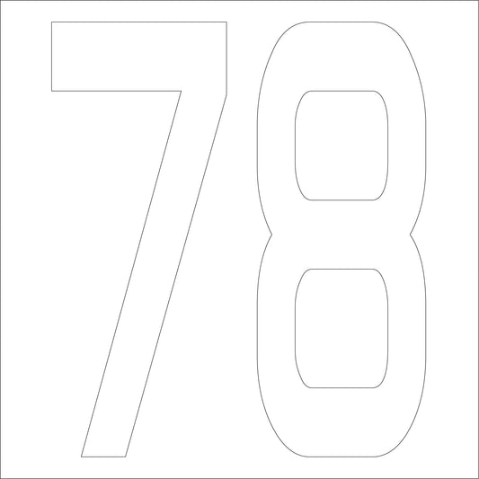 カッティングステッカー　数字７８　文字高１００ｍｍ　白