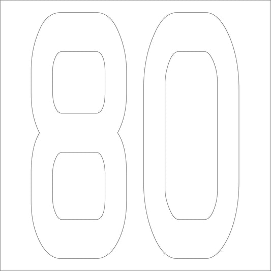 カッティングステッカー　数字８０　文字高１００ｍｍ　白