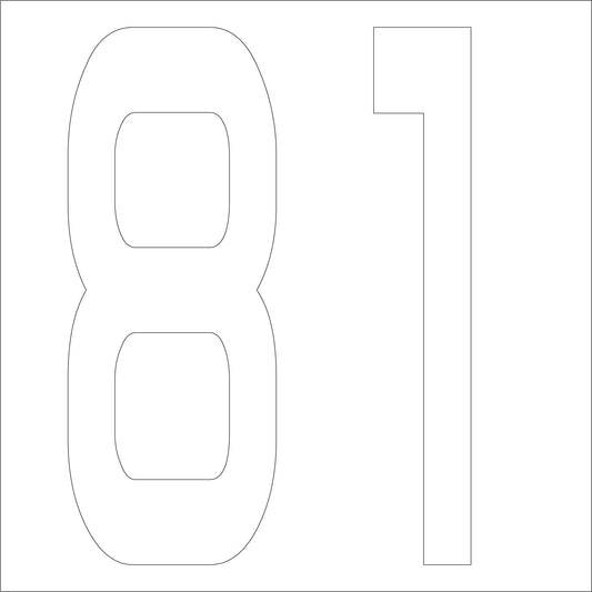 カッティングステッカー　数字８１　文字高１００ｍｍ　白