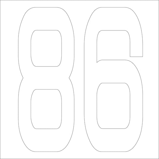 カッティングステッカー　数字８６　文字高１００ｍｍ　白