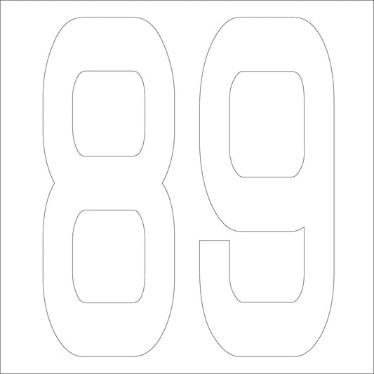 カッティングステッカー　数字８９　文字高１００ｍｍ　白